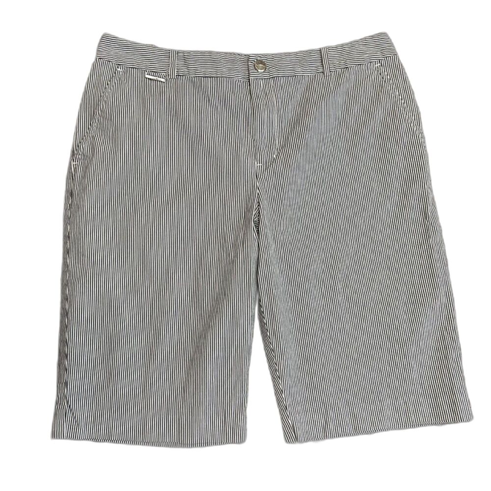 Lauren Ralph Lauren Black White Pinstripe High Rise Bermuda Shorts Sz 10 - Picture 2 of 15
